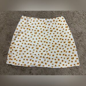 WeWoreWhat A-Line Skirt - White with Yellow Floral C-16